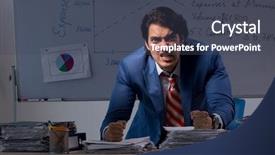  Presentation with financial statement analysis - PPT theme consisting of young elegant financial specialist working background and a ocean colored foreground