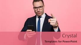  Presentation with elegant - Beautiful PPT layouts featuring young-elegant-man-in-suit backdrop and a coral colored foreground