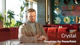  Presentation with classy - Beautiful PPT layouts featuring young-elegant-man-looking backdrop and a tawny brown colored foreground