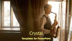  Presentation with misty - PPT layouts enhanced with young-elegant-man-playing-gold background and a tawny brown colored foreground