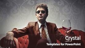  Presentation with rich man - Slides having young elegant man sitting background and a wine colored foreground