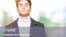  Presentation with winter - Beautiful presentation theme featuring young elegant man wearing winter backdrop and a  colored foreground