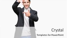  Presentation with winter - Slide deck consisting of young elegant man wearing winter background and a  colored foreground