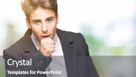  Presentation with elegant man in glasses optics - Presentation design featuring muscle tissue - young elegant man wearing winter background and a  colored foreground