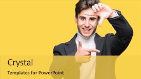  Presentation with winter - Audience pleasing slide deck consisting of young elegant man wearing winter backdrop and a  colored foreground