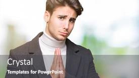  Presentation with forgiveness - Presentation design featuring worried asking for forgiveness religion background and a dark gray colored foreground