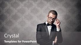  Presentation with smoking - PPT theme featuring young elegant man with smoking background and a gray colored foreground