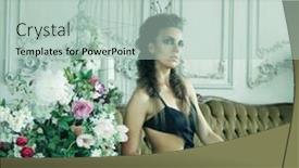  Presentation with black queen - Audience pleasing PPT layouts consisting of young elegant queen in black dress backdrop and a mint green colored foreground