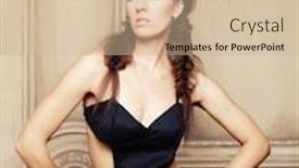  Presentation with black queen - Beautiful slides featuring young elegant queen in black dress backdrop and a soft green colored foreground