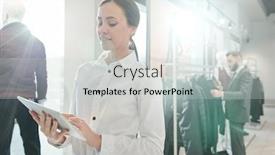  Presentation with scrolling - PPT theme enhanced with young-elegant-shop-assistant background and a light gray colored foreground