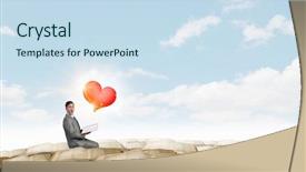  Presentation with emotional intelligence - Audience pleasing theme consisting of young emotional businessman with opened backdrop and a sky blue colored foreground