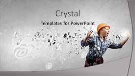  Presentation with mechanic - PPT theme with young-emotional-woman-mechanic-screaming background and a light gray colored foreground