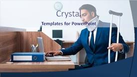  Presentation with accident - Slide set featuring young employee after accident background and a sky blue colored foreground