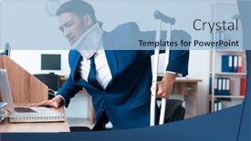  Presentation with accident - Colorful slide deck enhanced with young employee after accident backdrop and a light blue colored foreground