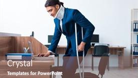  Presentation with accident - Slide set featuring young employee after accident background and a violet colored foreground