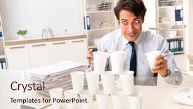  Presentation with pyramid - Audience pleasing slide set consisting of young employee building pyramid backdrop and a lemonade colored foreground