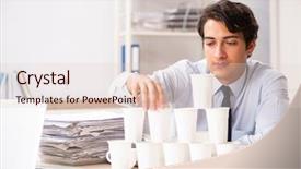  Presentation with plastic twines - Beautiful slide deck featuring young employee building pyramid backdrop and a lemonade colored foreground