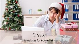  Presentation with employee anniversary work office - Beautiful presentation theme featuring young employee businessman in office backdrop and a lemonade colored foreground