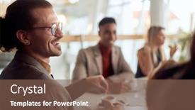  Presentation with canteen - Presentation design with young-employee-enjoying-a-coffee background and a violet colored foreground