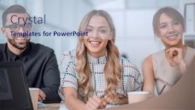  Presentation with employee - Slides with young-employee-enthusiastically-tells-something background and a lemonade colored foreground