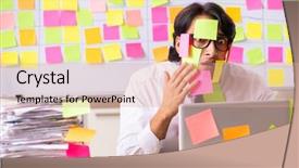  Presentation with planning - Beautiful slide set featuring young employee in conflicting priorities backdrop and a coral colored foreground