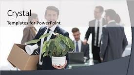  Presentation with new office - Cool new theme with young employee on the background backdrop and a  colored foreground