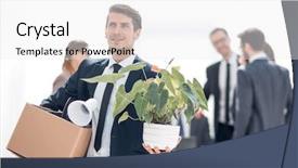  Presentation with workplace - Colorful presentation design enhanced with young employee on the background backdrop and a  colored foreground