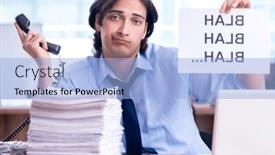  Presentation with unhappy - Slides with young-employee-unhappy-with-excessive background and a  colored foreground