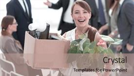  Presentation with personal branding for job - Audience pleasing presentation design consisting of young employee with personal things backdrop and a coral colored foreground