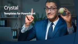  Presentation with tennis - Cool new presentation with young employee with tennis ball backdrop and a  colored foreground