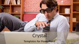  Presentation with virtual award ceremony - Slides featuring young employee with virtual glasses background and a  colored foreground