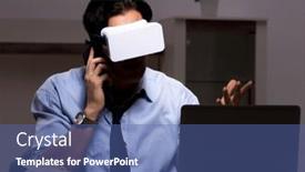  Presentation with virtual - Slide set featuring young-employee-with-virtual-glasses background and a  colored foreground