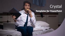  Presentation with night - Cool new presentation design with young-employee-working-at-home backdrop and a dark gray colored foreground