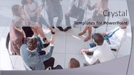  Presentation with business training - Slides having young-employees-ask-questions-during background and a light blue colored foreground