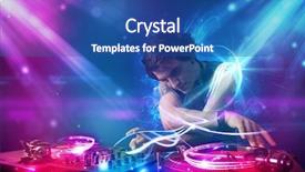  Presentation with powerful - Presentation theme having young energetic dj mixing music background and a ocean colored foreground