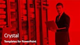  Presentation with aluminium - Presentation theme featuring young engeneer business man background and a crimson colored foreground