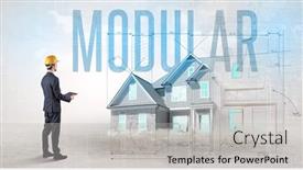  Presentation with blueprint - Slides enhanced with young-engineer-holding-blueprint-concept background and a light gray colored foreground