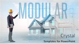  Presentation with blueprint - PPT theme enhanced with young-engineer-holding-blueprint-concept background and a light blue colored foreground