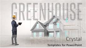  Presentation with blueprint - PPT theme enhanced with young-engineer-holding-blueprint-concept background and a light gray colored foreground