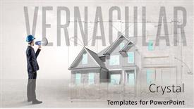  Presentation with blueprint - PPT theme having young-engineer-holding-blueprint-concept background and a light gray colored foreground