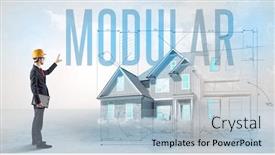  Presentation with blueprint - Theme enhanced with young-engineer-holding-blueprint-concept background and a light blue colored foreground