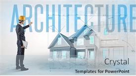  Presentation with blueprint - PPT layouts enhanced with young-engineer-holding-blueprint-concept background and a light blue colored foreground