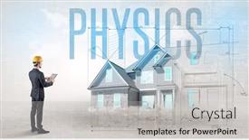  Presentation with blueprint - Presentation consisting of young-engineer-holding-blueprint-concept background and a  colored foreground