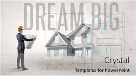  Presentation with blueprint - Presentation with young-engineer-holding-blueprint-concept background and a light gray colored foreground