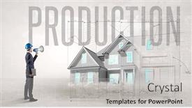  Presentation with blueprint - Theme with young-engineer-holding-blueprint-concept background and a  colored foreground
