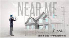  Presentation with blueprint - Presentation theme consisting of young-engineer-holding-blueprint-concept background and a light gray colored foreground