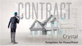  Presentation with planning - Cool new PPT layouts with young-engineer-holding-blueprint backdrop and a light gray colored foreground