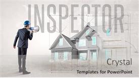  Presentation with inspector - Presentation theme with young-engineer-holding-blueprint background and a light gray colored foreground