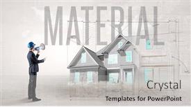  Presentation with material engineer - PPT theme enhanced with young-engineer-holding-blueprint background and a light gray colored foreground