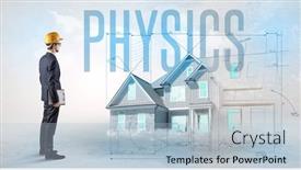  Presentation with physics - PPT layouts having young-engineer-holding-blueprint background and a light blue colored foreground